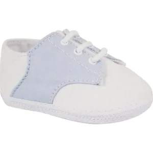 Baby Deer White Blue Cotton Saddle Oxford Crib Shoes Boys Preemie & Newborn Size 00, 0
