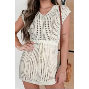 Beige Open Knit Beach Dress: Tan  (and Stylishly Shady) Needful Things ?️