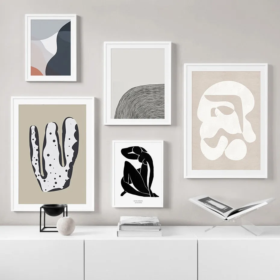 Beige Trendy Colors Minimalist Line Wall Art