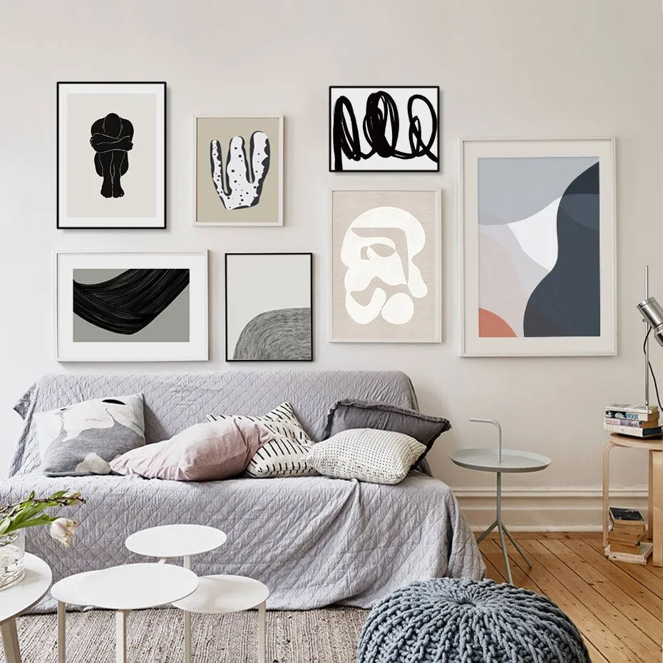 Beige Trendy Colors Minimalist Line Wall Art