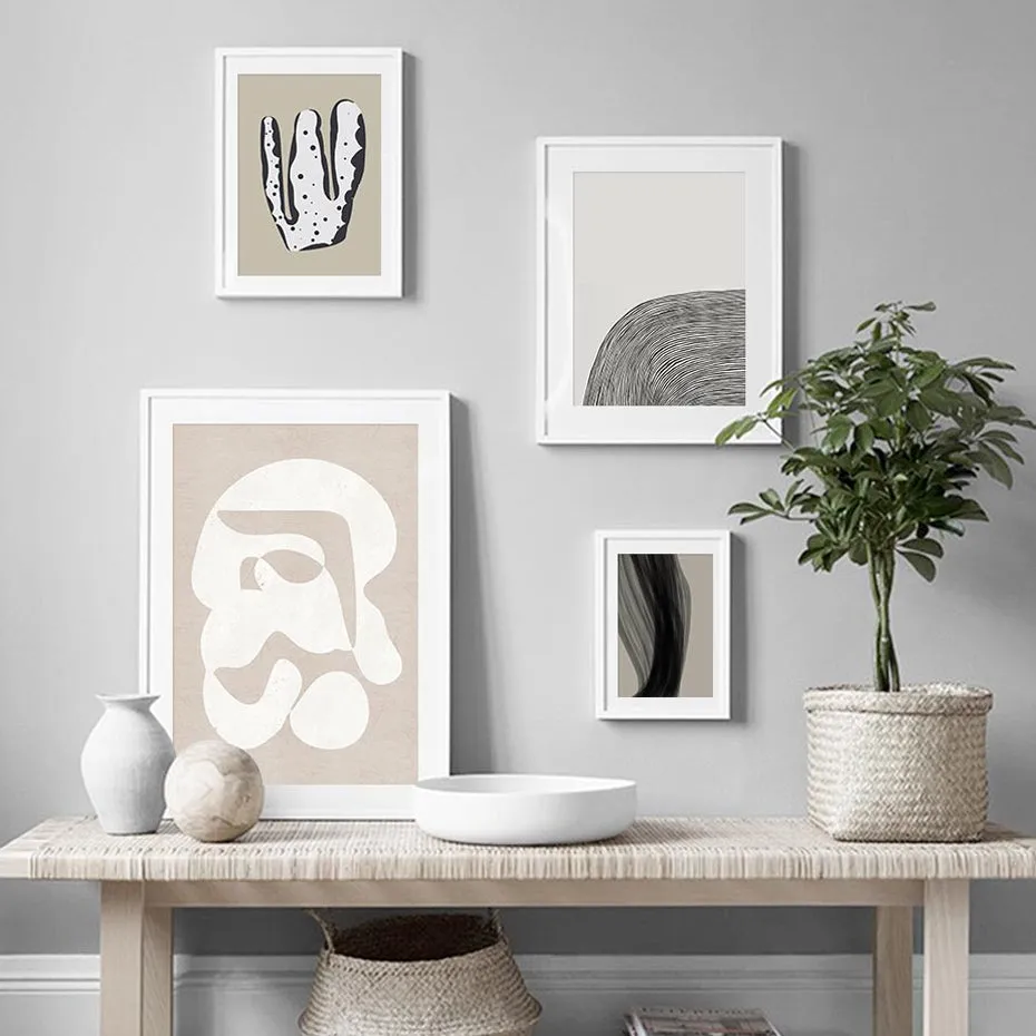 Beige Trendy Colors Minimalist Line Wall Art