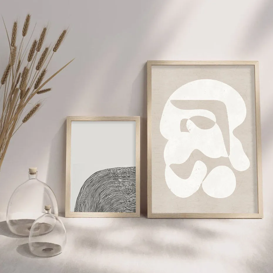 Beige Trendy Colors Minimalist Line Wall Art