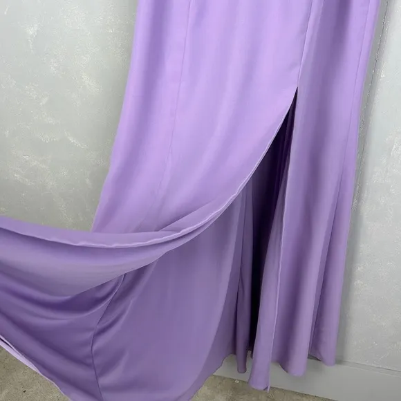 Bella Bridesmaids size 16R maxi dress BB122 pale purple P537 side slit NEW