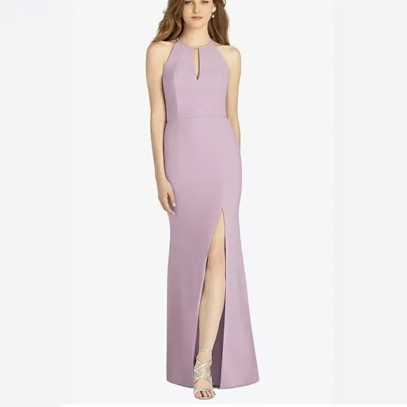 Bella Bridesmaids size 16R maxi dress BB122 pale purple P537 side slit NEW
