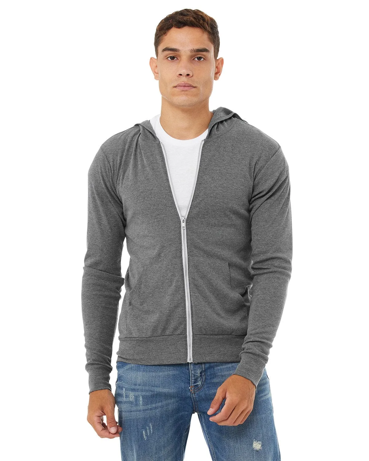 Bella Canvas Unisex Triblend Full-Zip Lightweight Hoodie