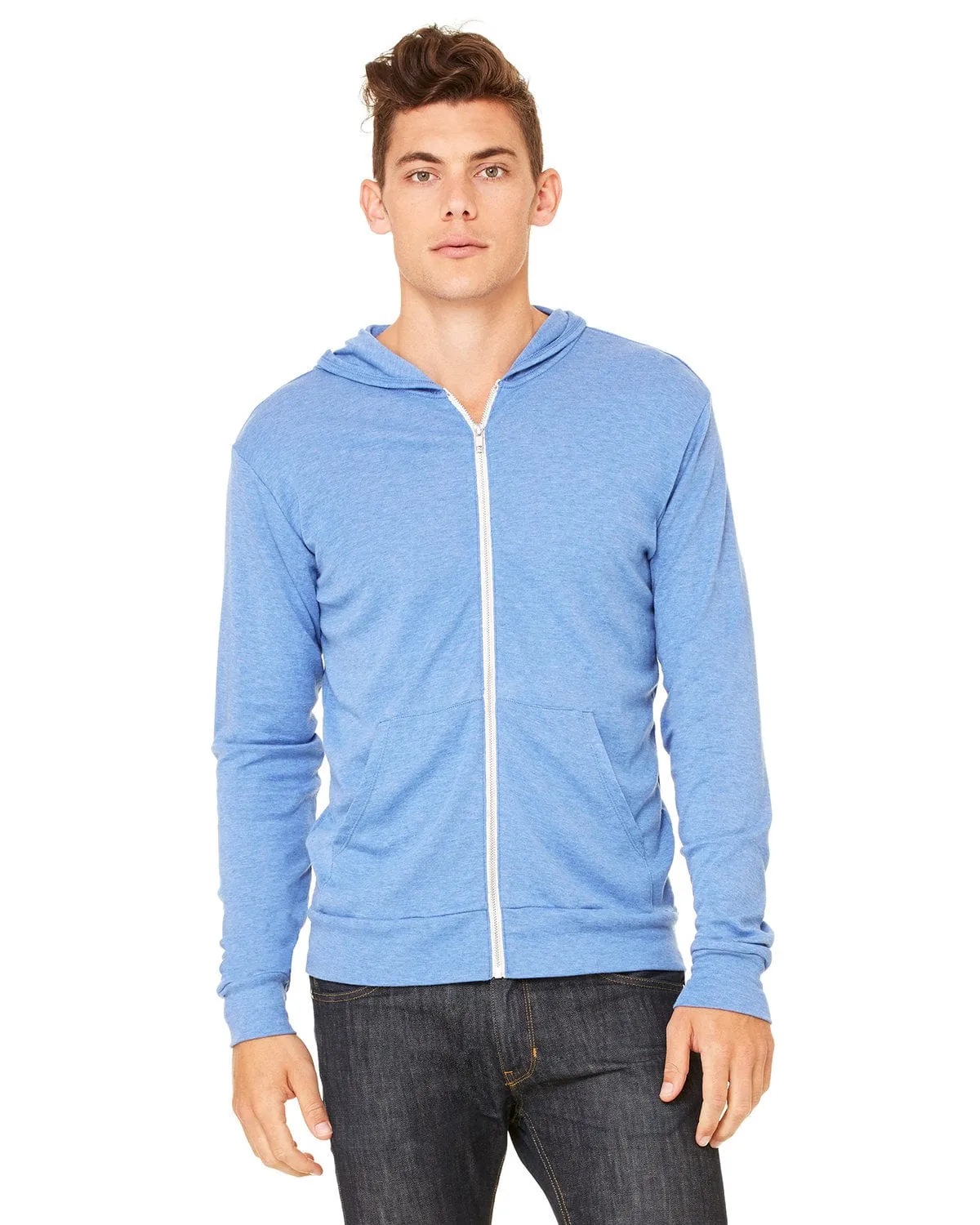 Bella Canvas Unisex Triblend Full-Zip Lightweight Hoodie