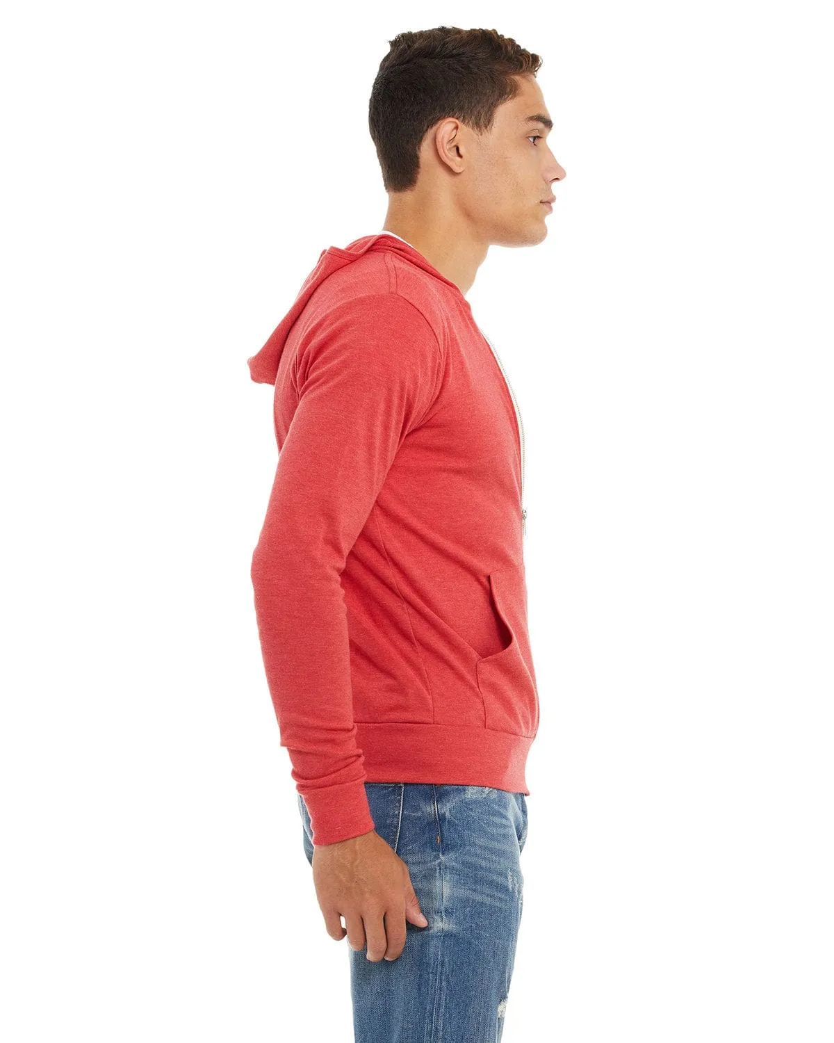 Bella Canvas Unisex Triblend Full-Zip Lightweight Hoodie