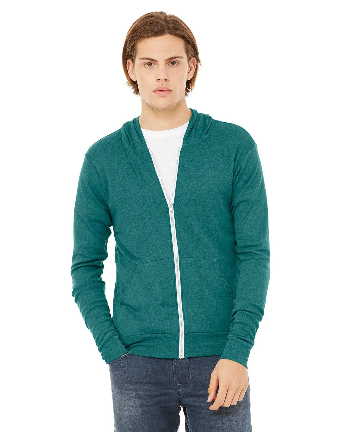 Bella Canvas Unisex Triblend Full-Zip Lightweight Hoodie