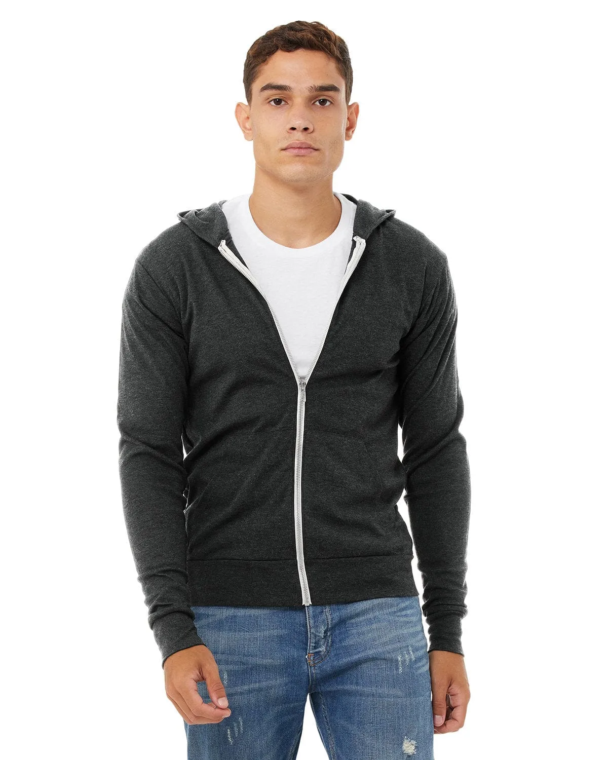 Bella Canvas Unisex Triblend Full-Zip Lightweight Hoodie