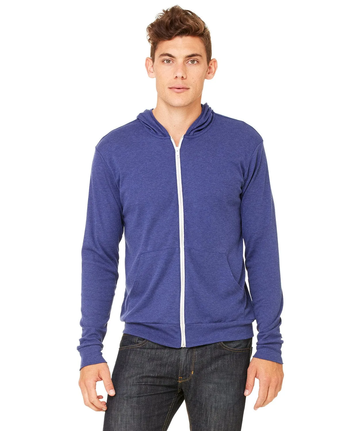 Bella Canvas Unisex Triblend Full-Zip Lightweight Hoodie