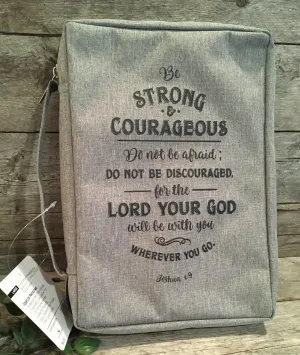Bible Cover: Large Gray (Joshua 1:9)