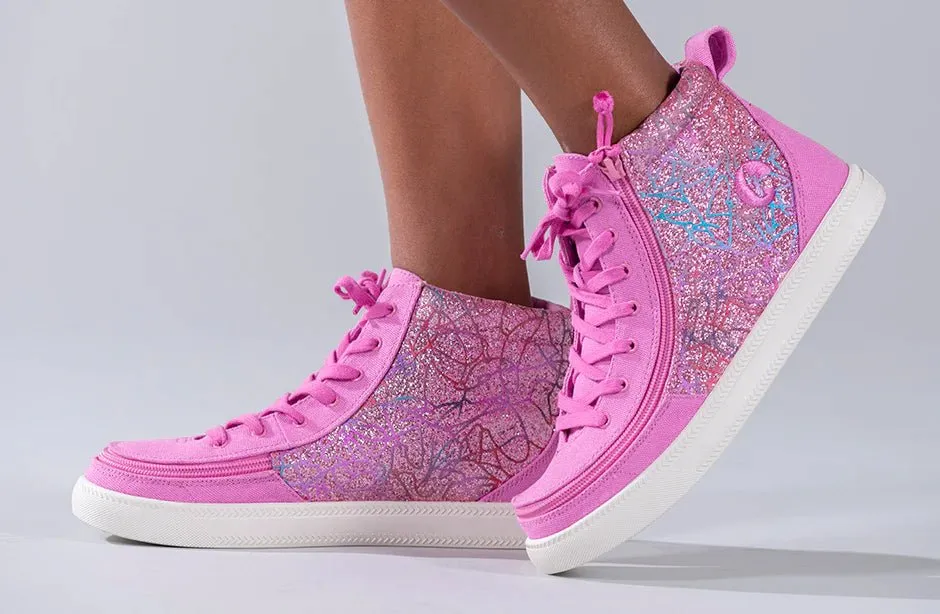 BILLY FOOTWEAR - Pink Printed Canvas BILLY Classic Lace Highs
