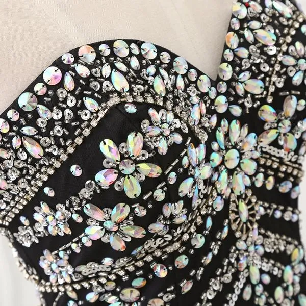 Black Chiffon Bottom Prom Dress