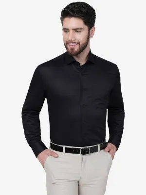 Black Solid Regular Fit Formal Shirt | JadeBlue