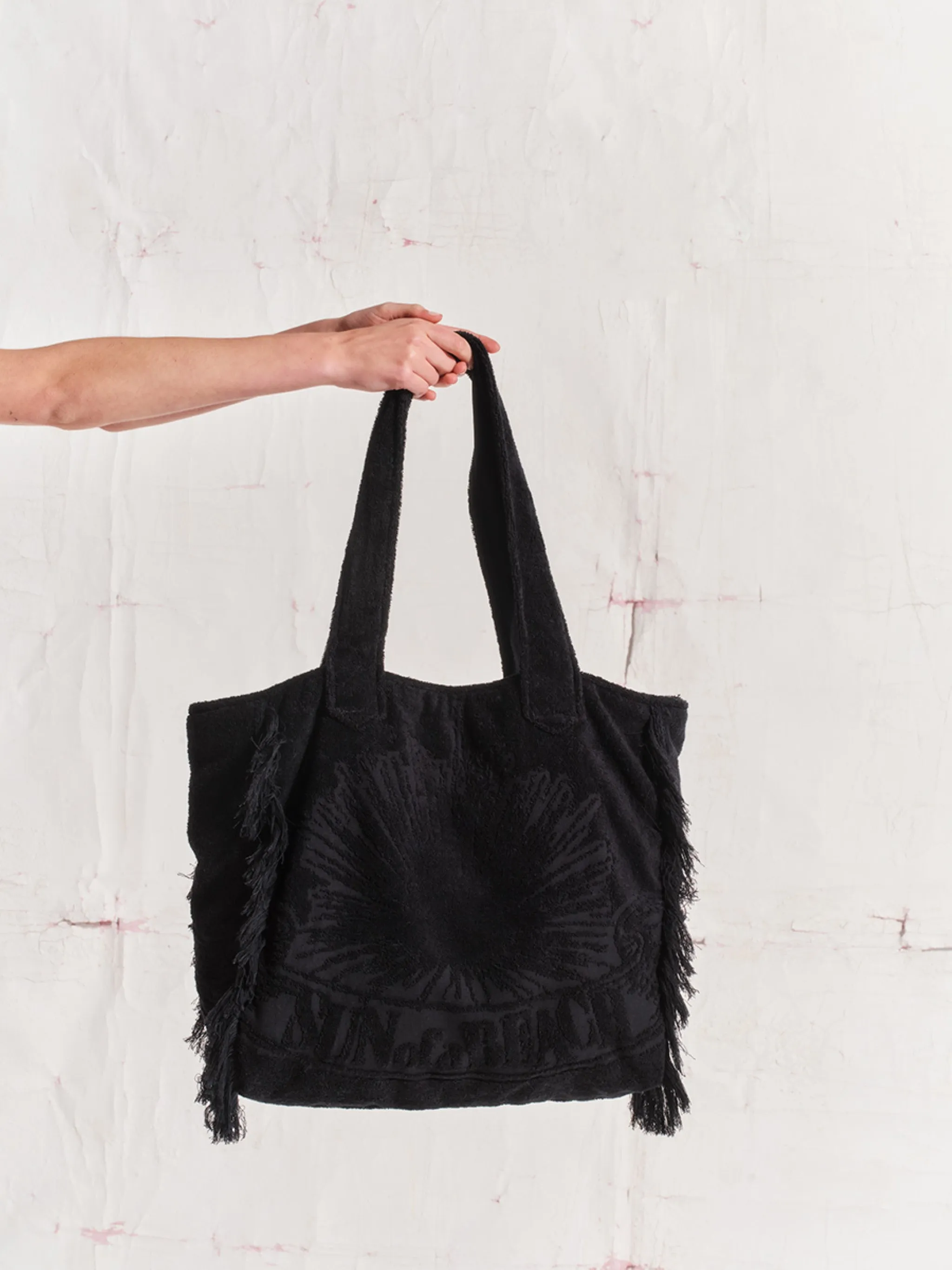 Black | Terry Tote Beach Bag