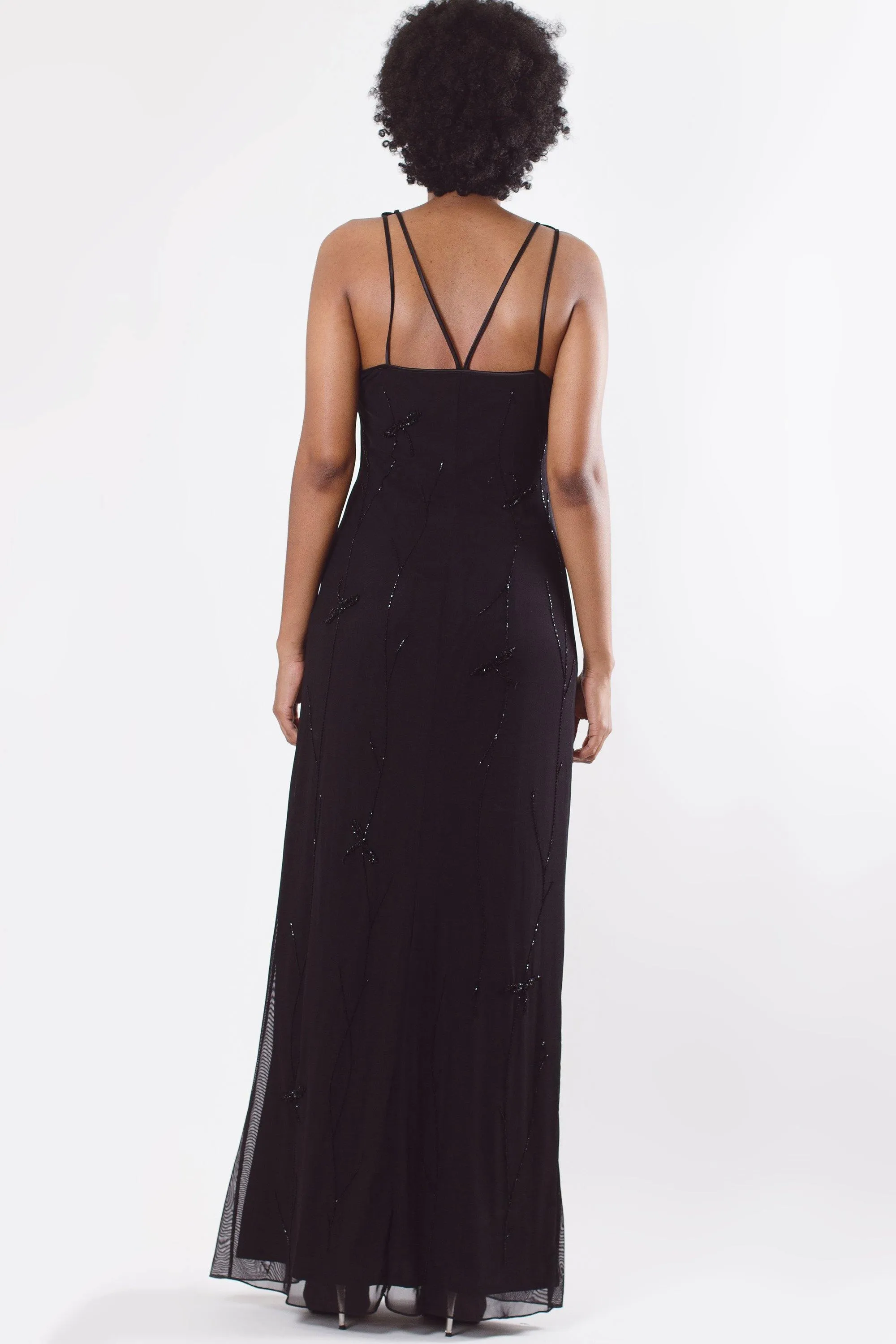 Black Y2K Sequined Maxi Dress