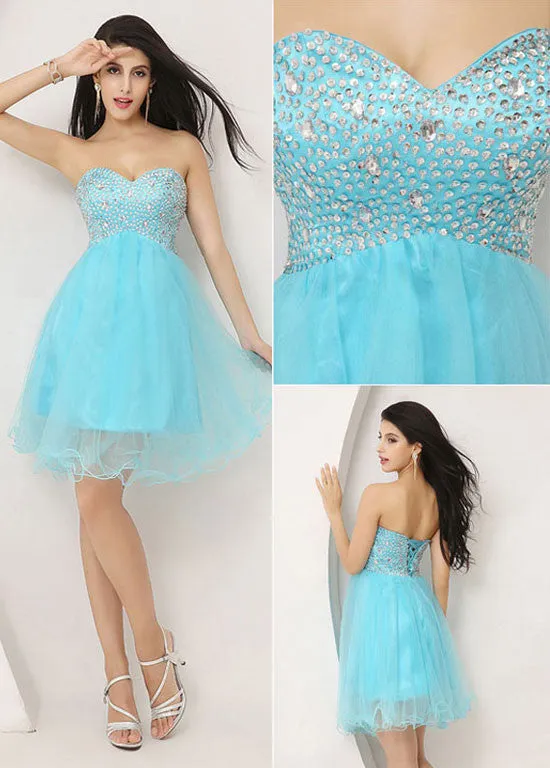 Blue Short Homecoming Dress