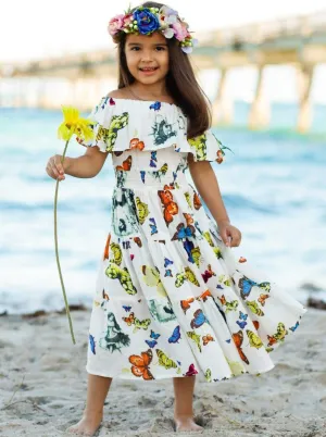 Boho Butterfly Off The Shoulder Maxi Dress