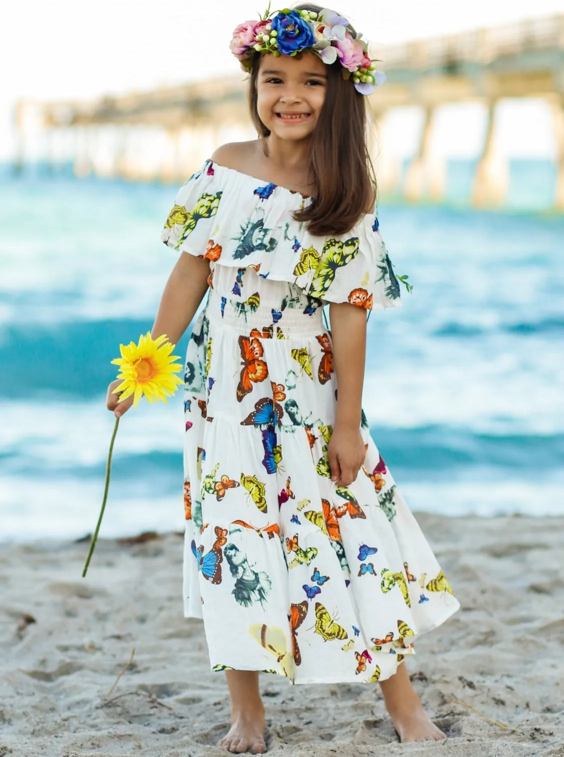 Boho Butterfly Off The Shoulder Maxi Dress