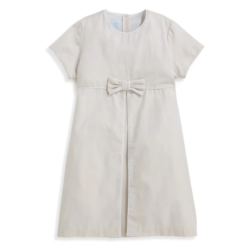 Bow Front Party Dress -- Sand Oxford