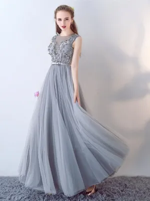 Bowknot Pearls Sashes Jewel Evening Dress