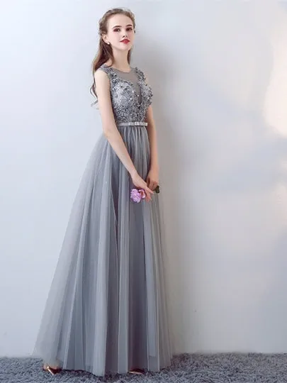 Bowknot Pearls Sashes Jewel Evening Dress