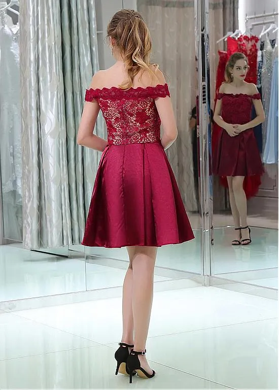 Burgundy Off-the-shoulder Cocktail Dresses
