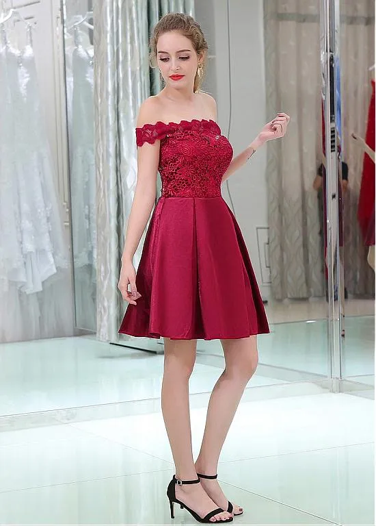 Burgundy Off-the-shoulder Cocktail Dresses