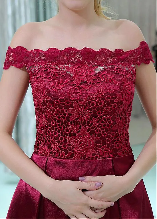 Burgundy Off-the-shoulder Cocktail Dresses