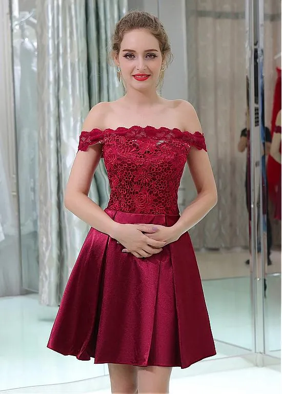 Burgundy Off-the-shoulder Cocktail Dresses
