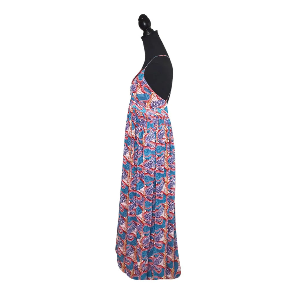 Burgundy Waves Chiffon Dress