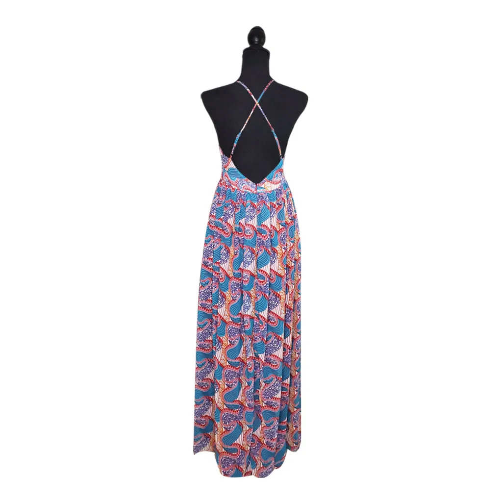 Burgundy Waves Chiffon Dress