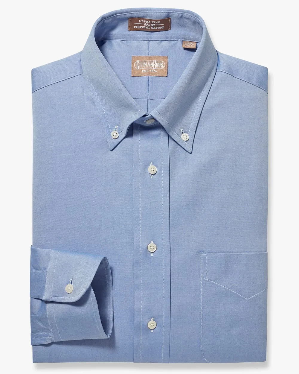 Button Down Pinpoint Blue - Tailored