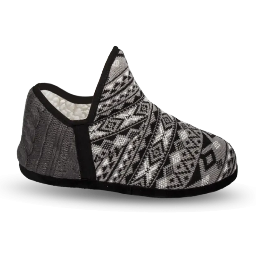 Cable Knit Slippers | Geometric Black Brodie