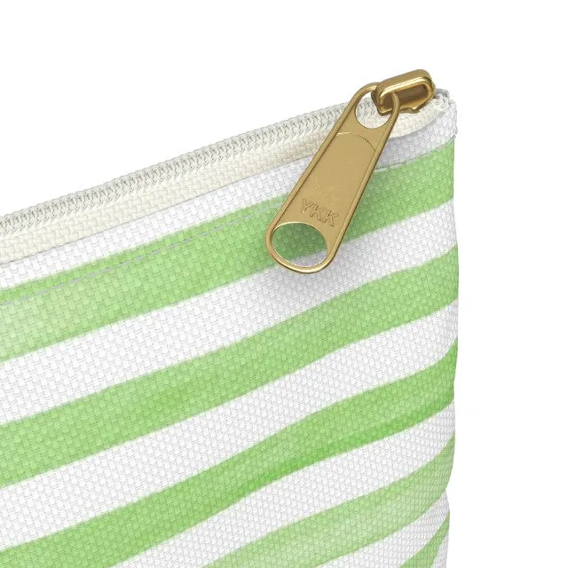 Canvas Pouch - Green Stripes with Pink Golf Cart