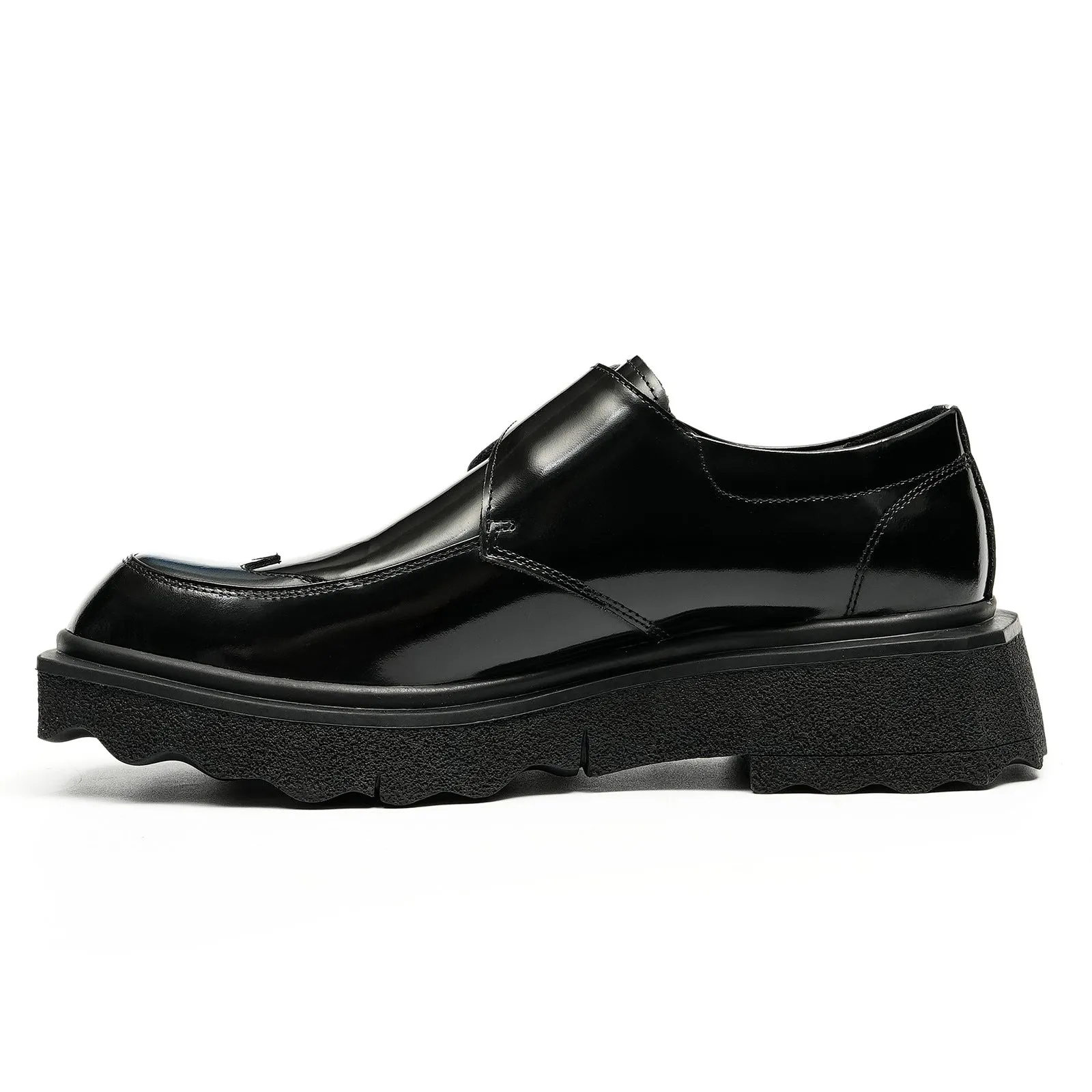 Casual Leather Shoes Men's Genuine Leather England Style Pointed Toe Top Layer Cowhide Business Formal Wear Buckle Monk Shoes Platform Height Increasing Shoes23676