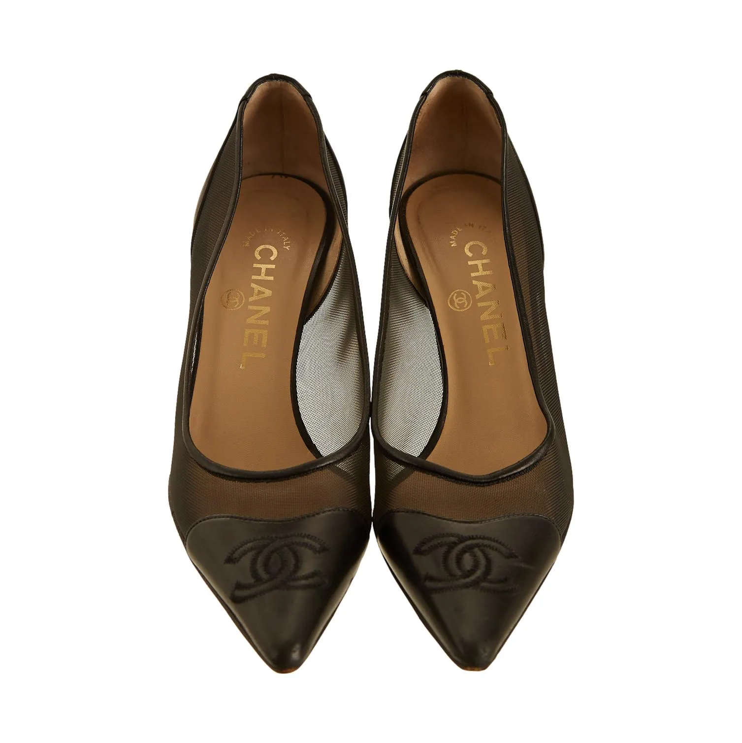 Chanel Black Logo Heels
