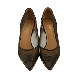Chanel Black Logo Heels