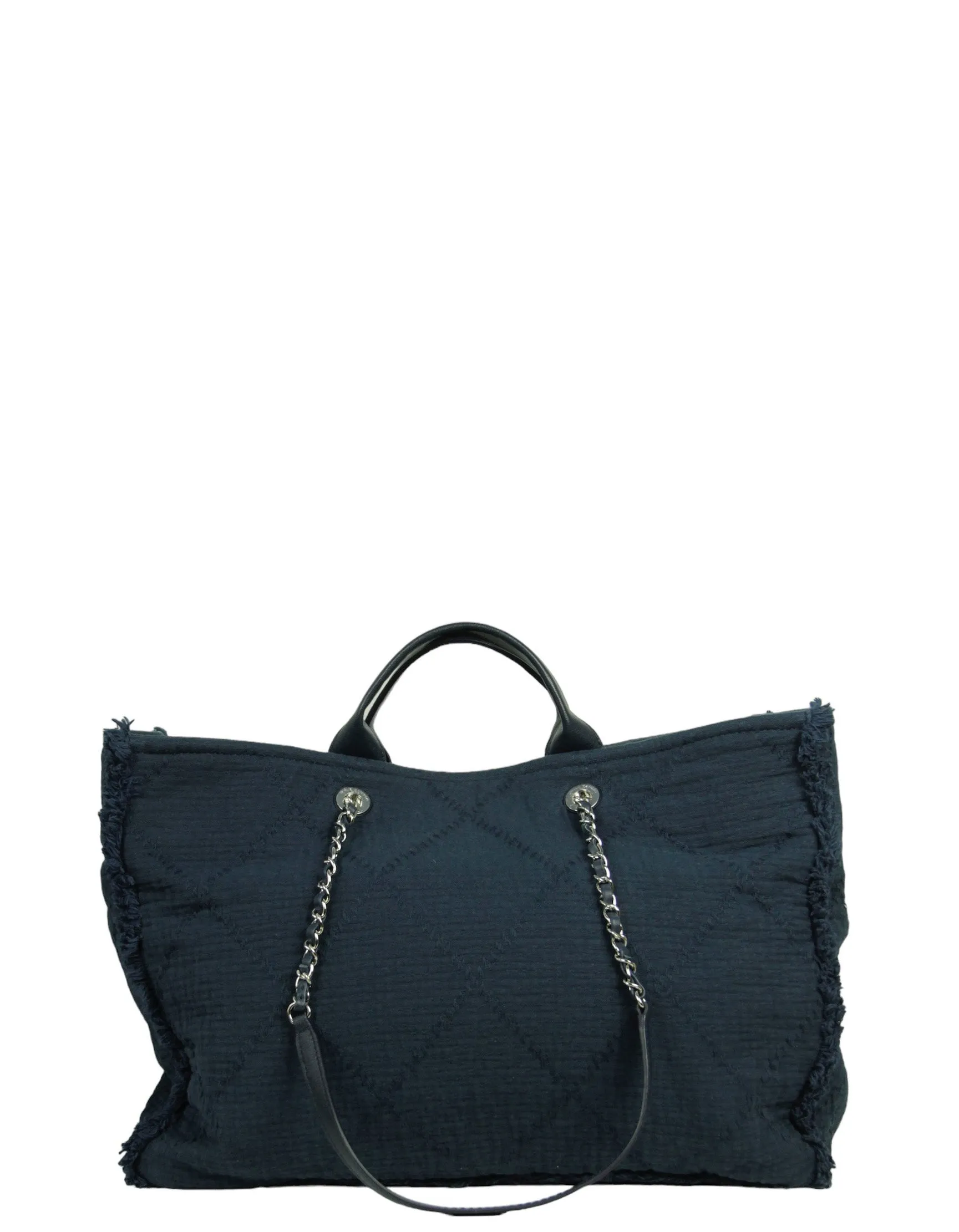 Chanel Navy Canvas Extra Large Double Face Shopping Tote