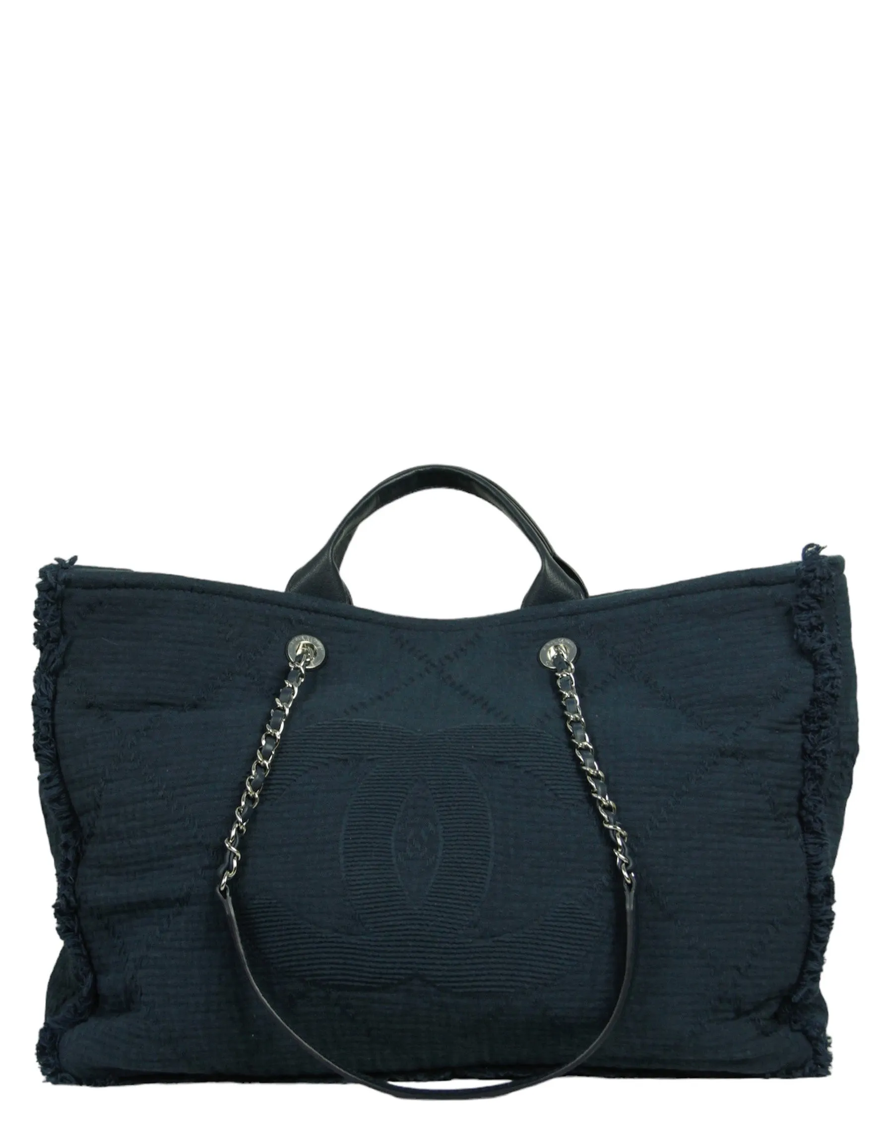 Chanel Navy Canvas Extra Large Double Face Shopping Tote