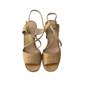 Chanel Nude Logo Chunky Heels