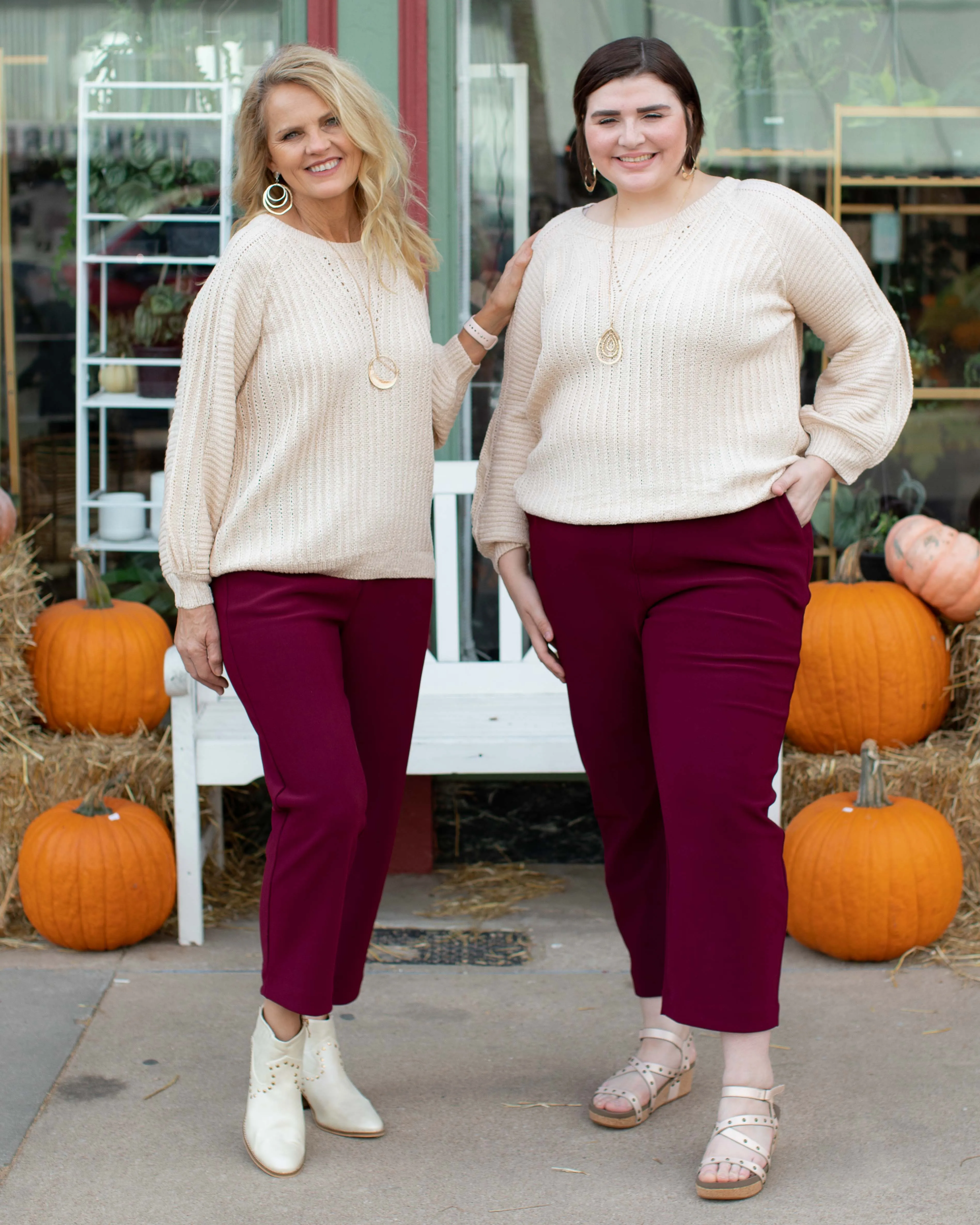 CHARLEE PULL ON DRESS PANTS - WINE