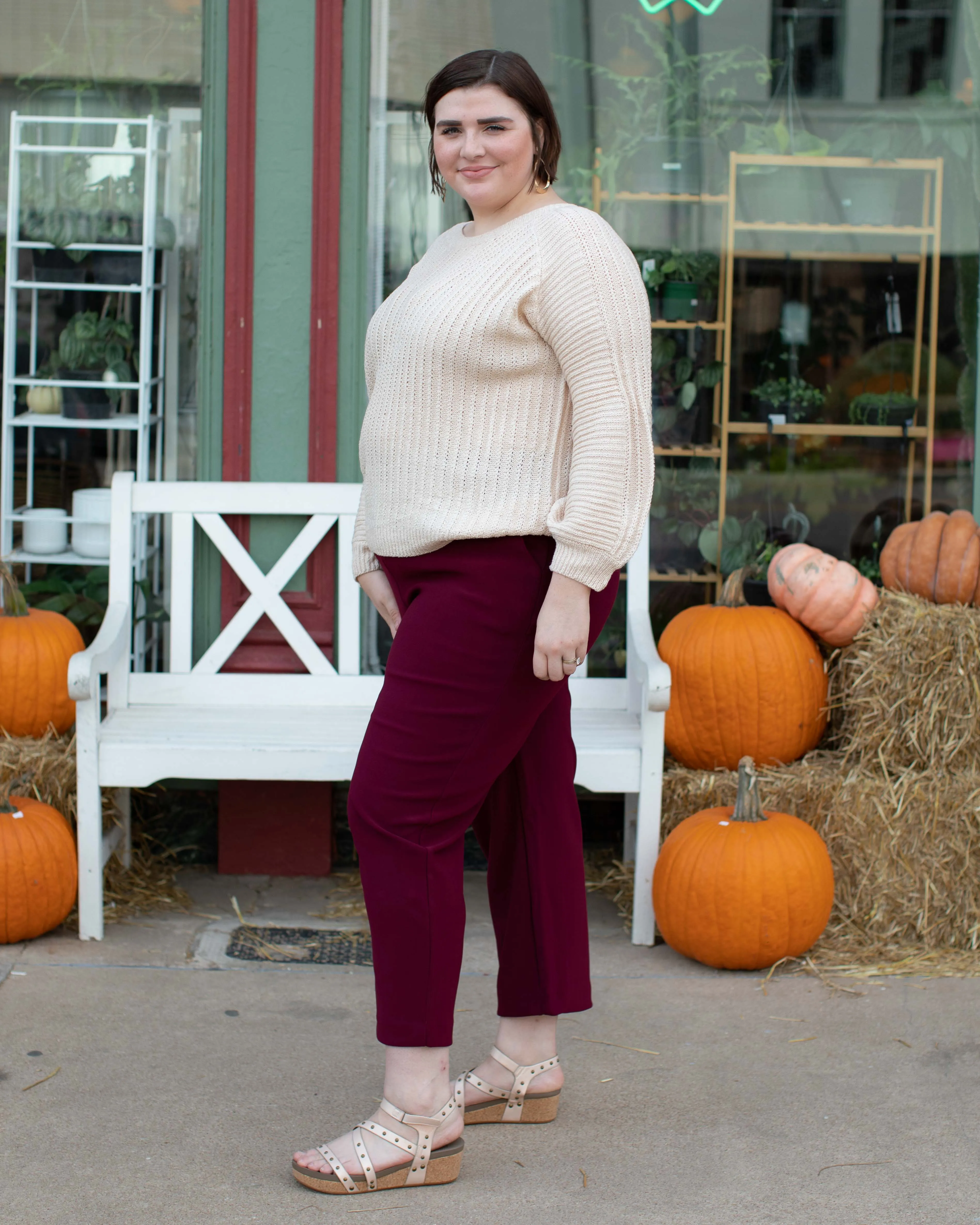 CHARLEE PULL ON DRESS PANTS - WINE