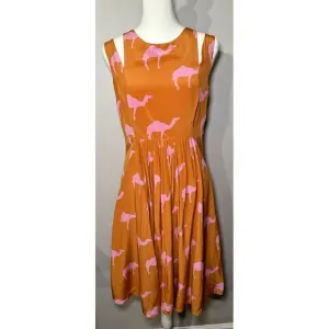 Charlotte by Charlotte Taylor Dress Size 6 Orange Pink Camel 100% Silk Dromedary