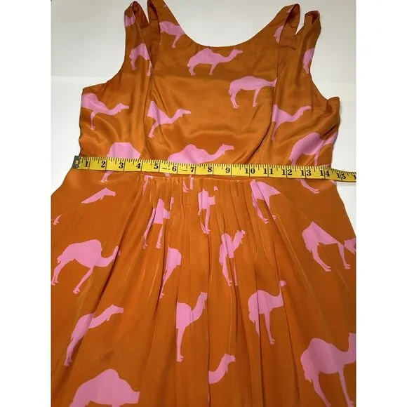 Charlotte by Charlotte Taylor Dress Size 6 Orange Pink Camel 100% Silk Dromedary