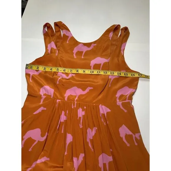 Charlotte by Charlotte Taylor Dress Size 6 Orange Pink Camel 100% Silk Dromedary