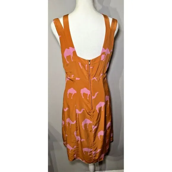 Charlotte by Charlotte Taylor Dress Size 6 Orange Pink Camel 100% Silk Dromedary