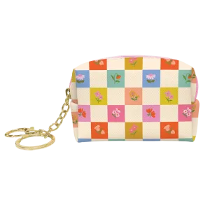 Checkerboard Blooms Key Chain Pouch
