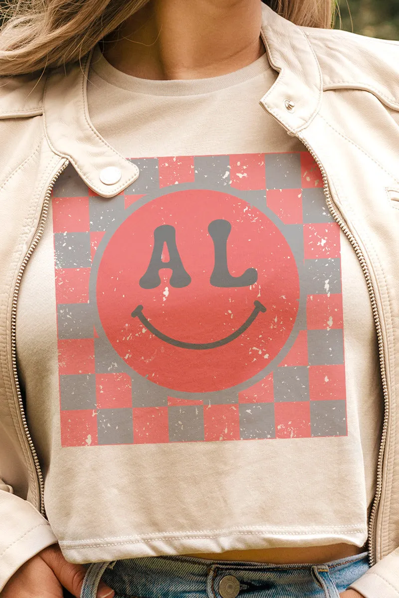 Checkerboard Happy AL Flowy Cropped Tee