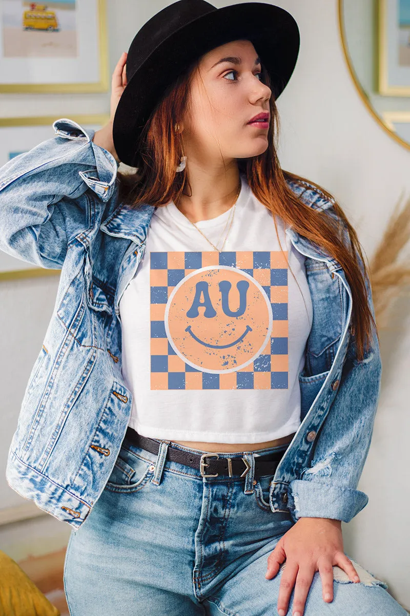 Checkerboard Happy AU Flowy Cropped Tee